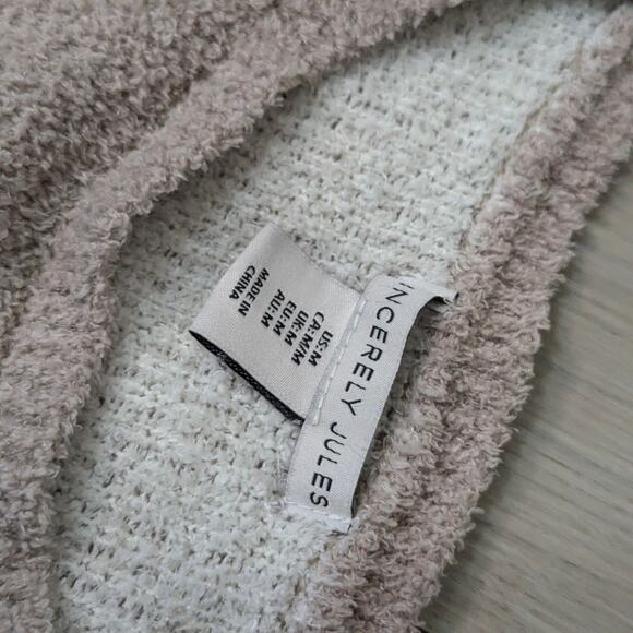 Sincerely Jules tan and white hearts plush crop top sweater sz Medium soft - Picture 3 of 5